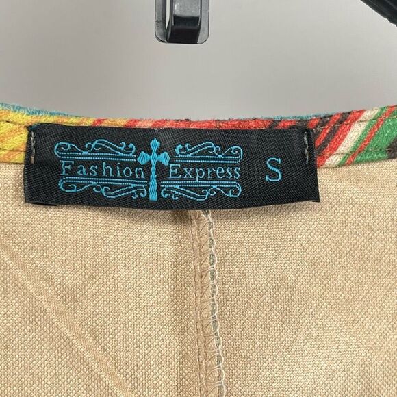 Fashion Express Women’s Chevron Leopard Print Flare Sleeve Duster Jacket Small - Picture 7 of 17